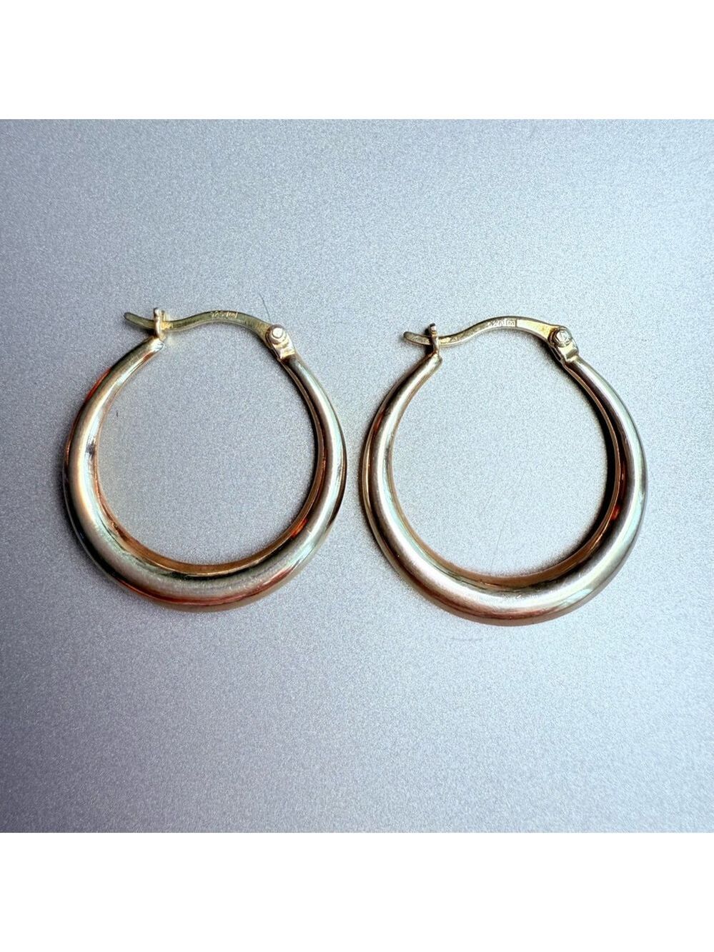Sterling Silver Gold Vermeil 1” Round Hoop Classic Vintage Graduated Earrings
